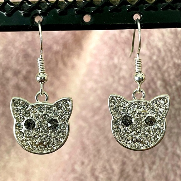 Jewelry Crystal Cat Face Earrings Poshmark